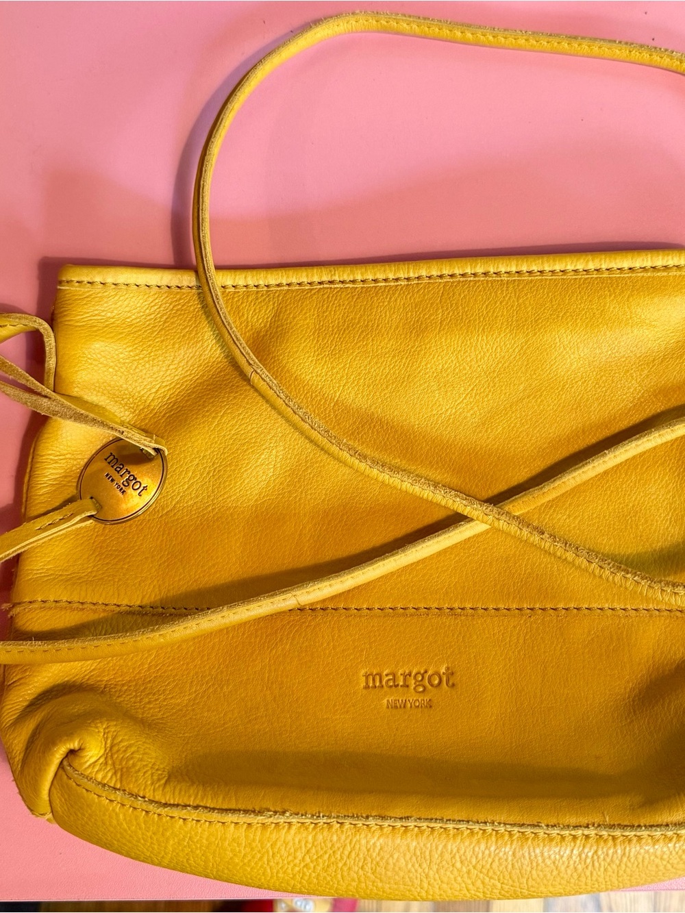 Margot New York Bright Yellow Leather (Buckskin style) Crossbody Bag